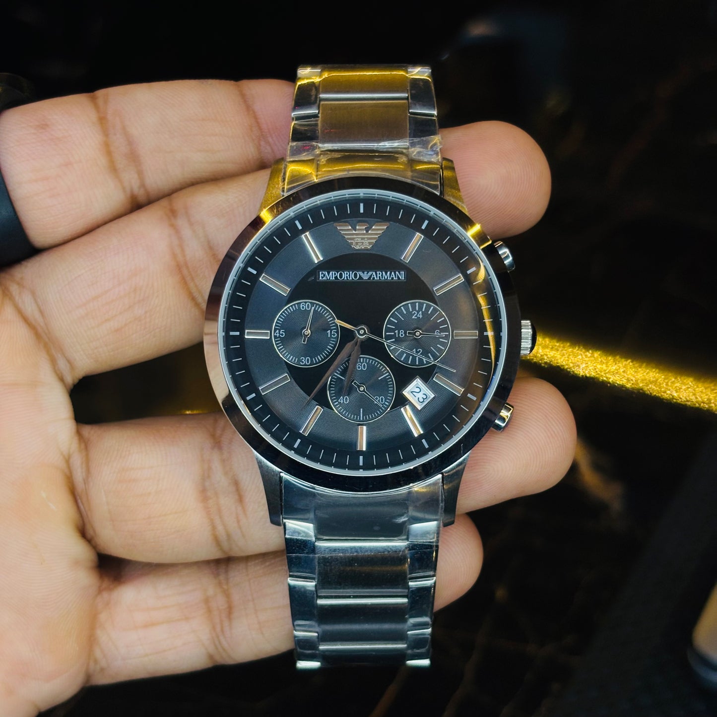 Armani Chronograph Date Silver Watch