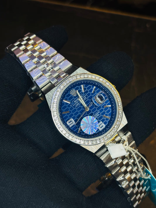 Blue Luxury Datejust Zircon Bezel Latest Jubilee Chain Watch